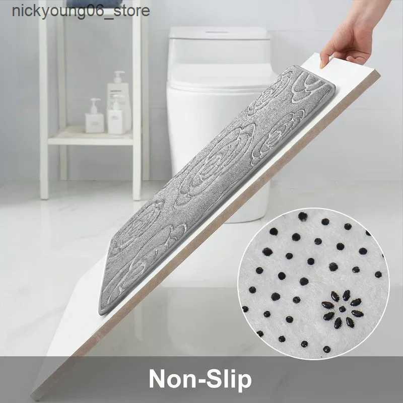 Non-Slip Bath Mats Bath Rugs Rose Flower Emed Bath Mat Flannel Non-slip Floor Rug Shower Room Doormat Bathroom Floor Mat Home Decoration L240910