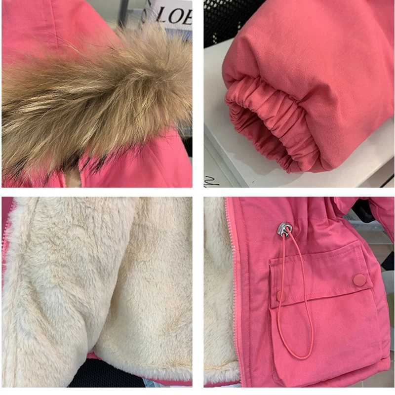 Down Coat Winter girls down jacket fur collar warm hooded zipper princess jacket Christmas girls jacket 2-10 year clothing H241010