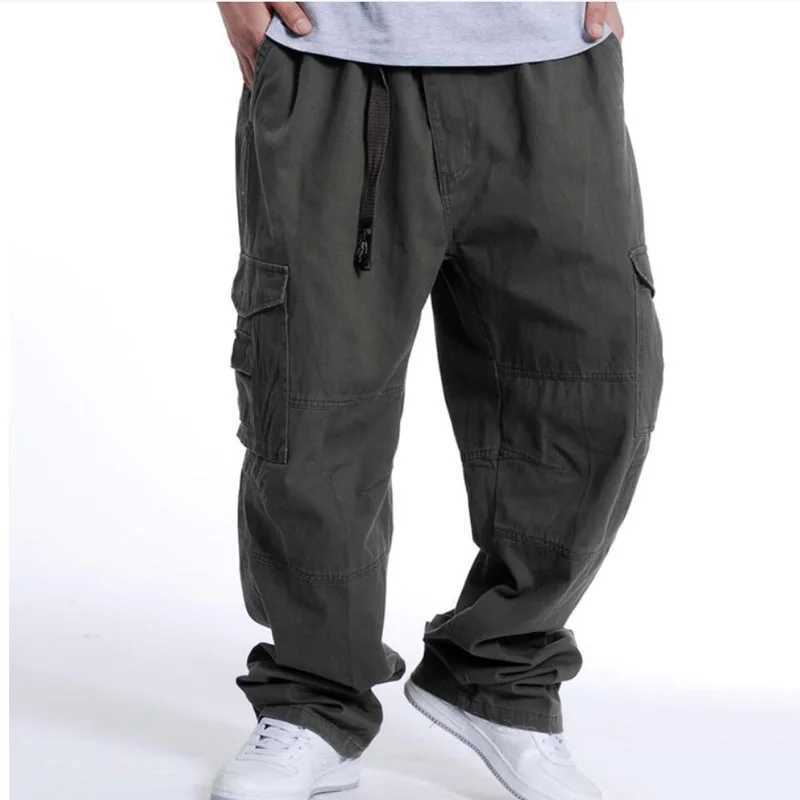 Large size 9XL 10XL 150KG autumn and summer mens cargo pants thick street pants hunting style pocket outdoor straight pants W241009