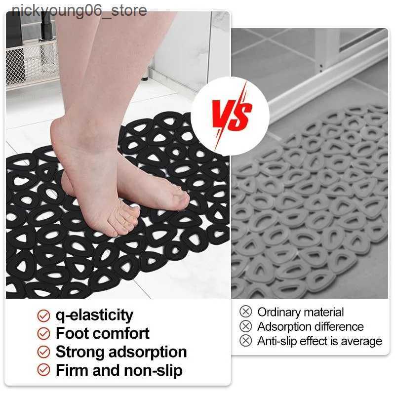 Non-Slip Bath Mats 1pc PVC Non-slip Bathroom Mat Quick Dry Foot Massage Waterproof Shower Mat with Suction Cup Soft And Comfortable bathtub Mat L24091