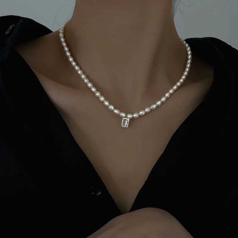 Elegent Luxury Double Layer Pearl Necklace for Women Crystal Pendent Female Choker Bling Wedding Womens Necklaces Jewelry GiftsX241009