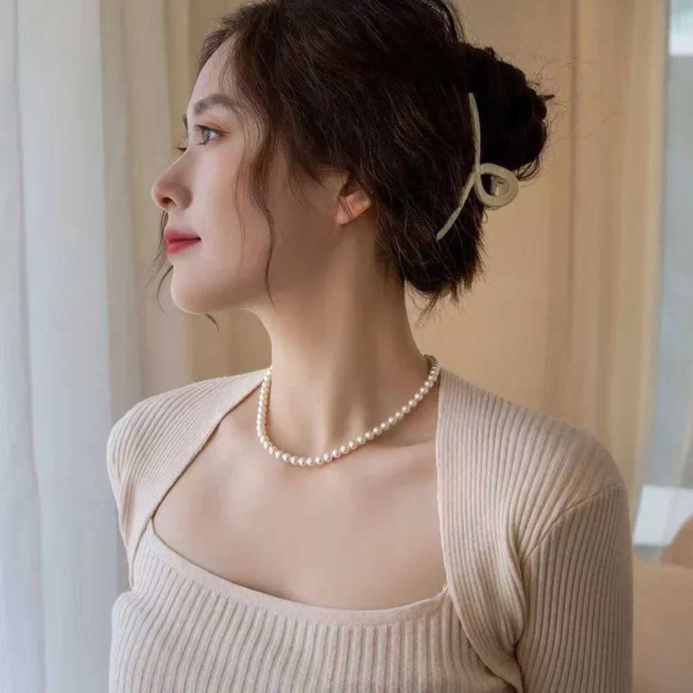 SUMENG Vintage Elegant Simple 4/6/8MM White Pearl Chain Choker Necklace for Women Wedding 2024 Fashion Jewelry GiftsX241009