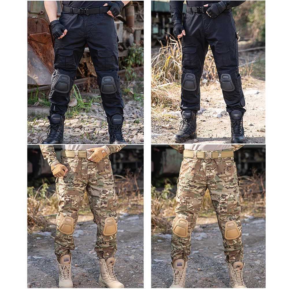 Tactical camouflage pants outdoor hunting training set combat pants tear resistant cargo pants mens work clothes hiking troops W241009