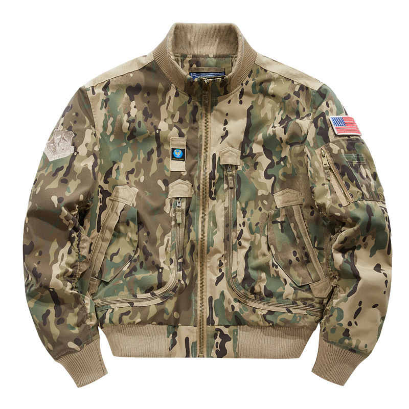 2024 Spring Autumn Loose Tactical Military Jackets Big Pocket Pilot Coat Bomber Jacket Zipper Flight Outwear