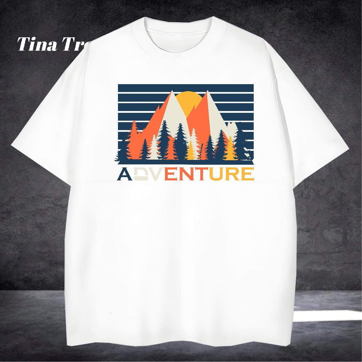 Loose T Shirts Men 230g Pure Cotton mountains Spring Summer Anime Print O Neck Short Sleeves Men Tees DIY Customized Tops Shirt