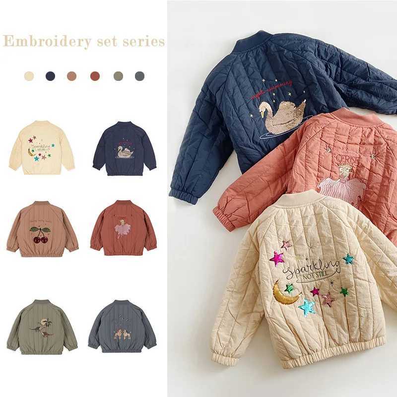 Down Coat 1-8Y Childrens Cotton Coat 2024 Winter Boys Collar Jacket Baby Animal Printed Zipper Autumn Heavy Coat H241010