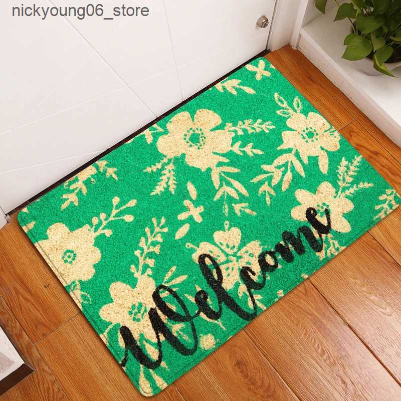 Non-Slip Bath Mats Door Mat Entrance Mat Welcome Flowers Patten Non-slip Doormat front doormats outdoor decor indoor funny floor mats bath rug L240910