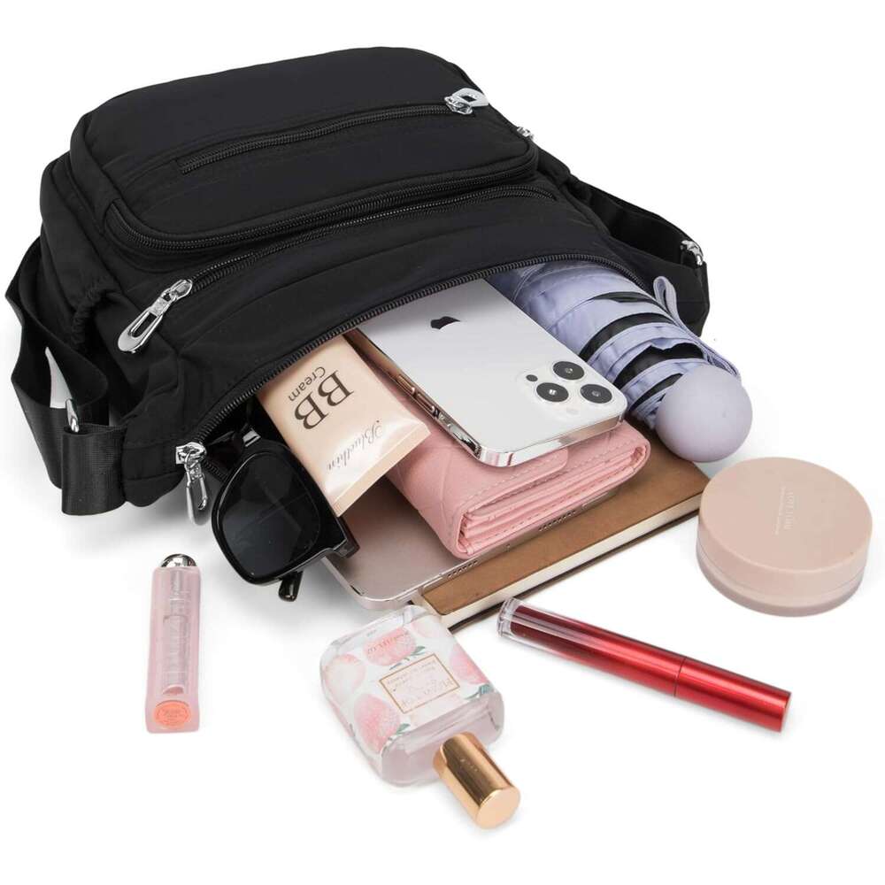 Nylon ral Multi-Pocket Crossbody Purse Bags for Women Travel Shoulder Bag