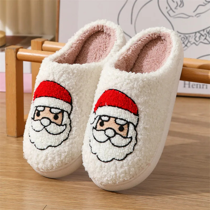 Cartoon Christmas Fluffy Home Slippers Women 2024 Winter Comfort Soft Sole Indoor Cotton Slippers Woman Funny Shoes House Slides 241010