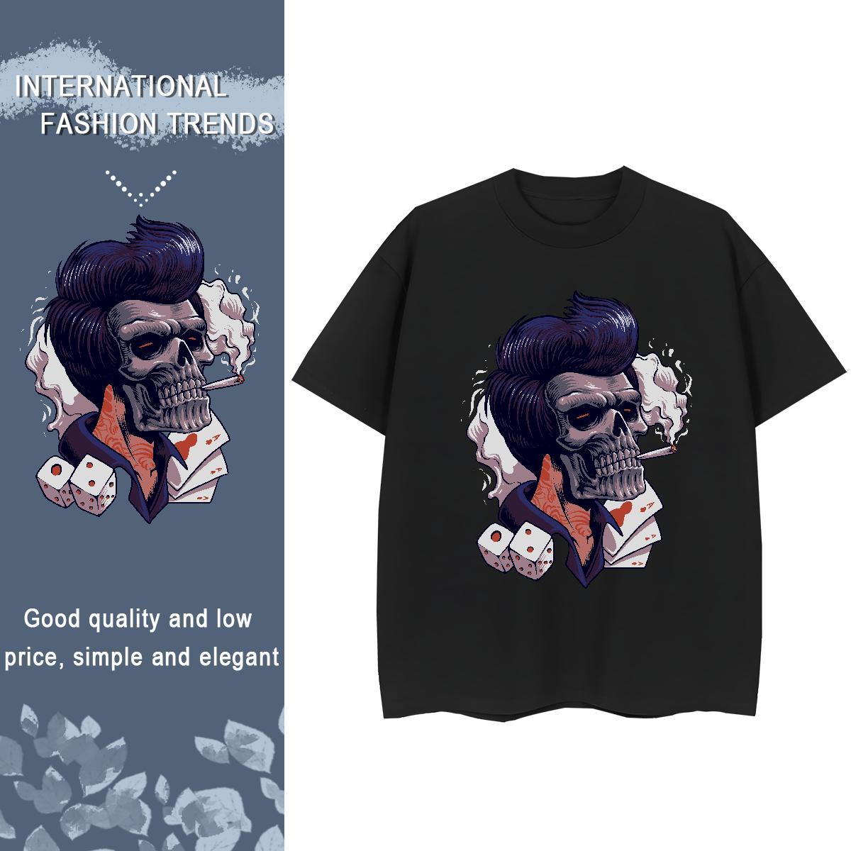 Brand Men T Shirts 230g Cotton skull Anime Printing Street DIY Anime Breathable Crew Neck Men Clothes T-Shirt Designer Tees Shirts