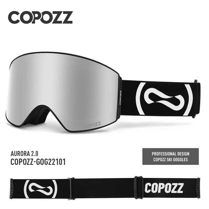 COPOZZ magnetic ski goggles UV400 protective anti fog ski goggles mens quick change lens ski board goggles with two options CL241010