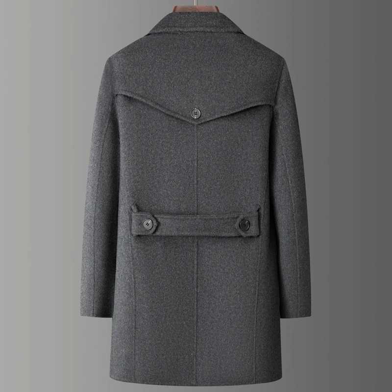 2024 Autumn/Winter New Mens Solid Color Double sided Fleece Coat 70% Wool High Quality Business Leisure Warm Coat LX241010