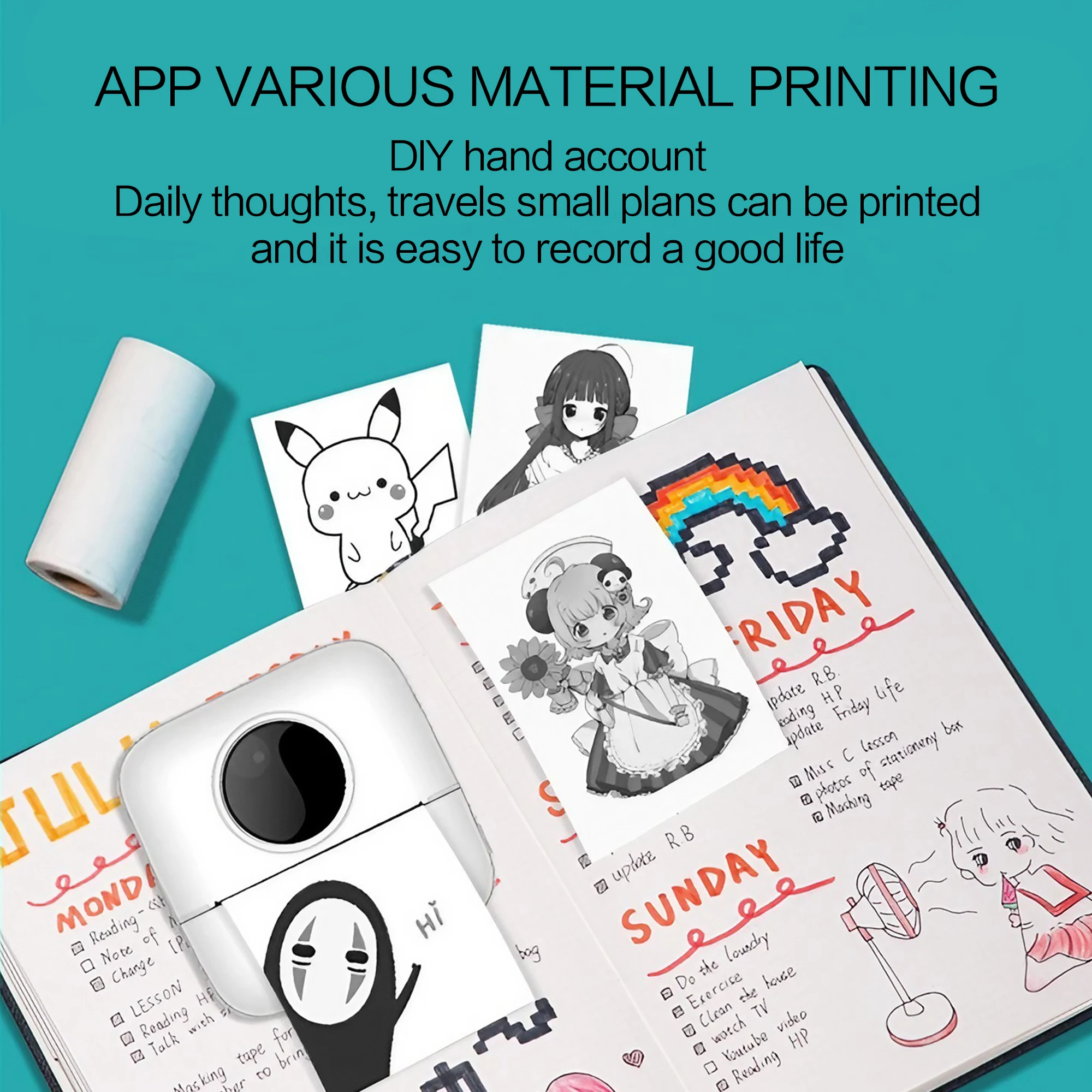 Mini Phone Printer Sticker Printer Portable Thermal Printer Inkless Sticker Maker Machine Pocket Bluetooth Receipt Printers