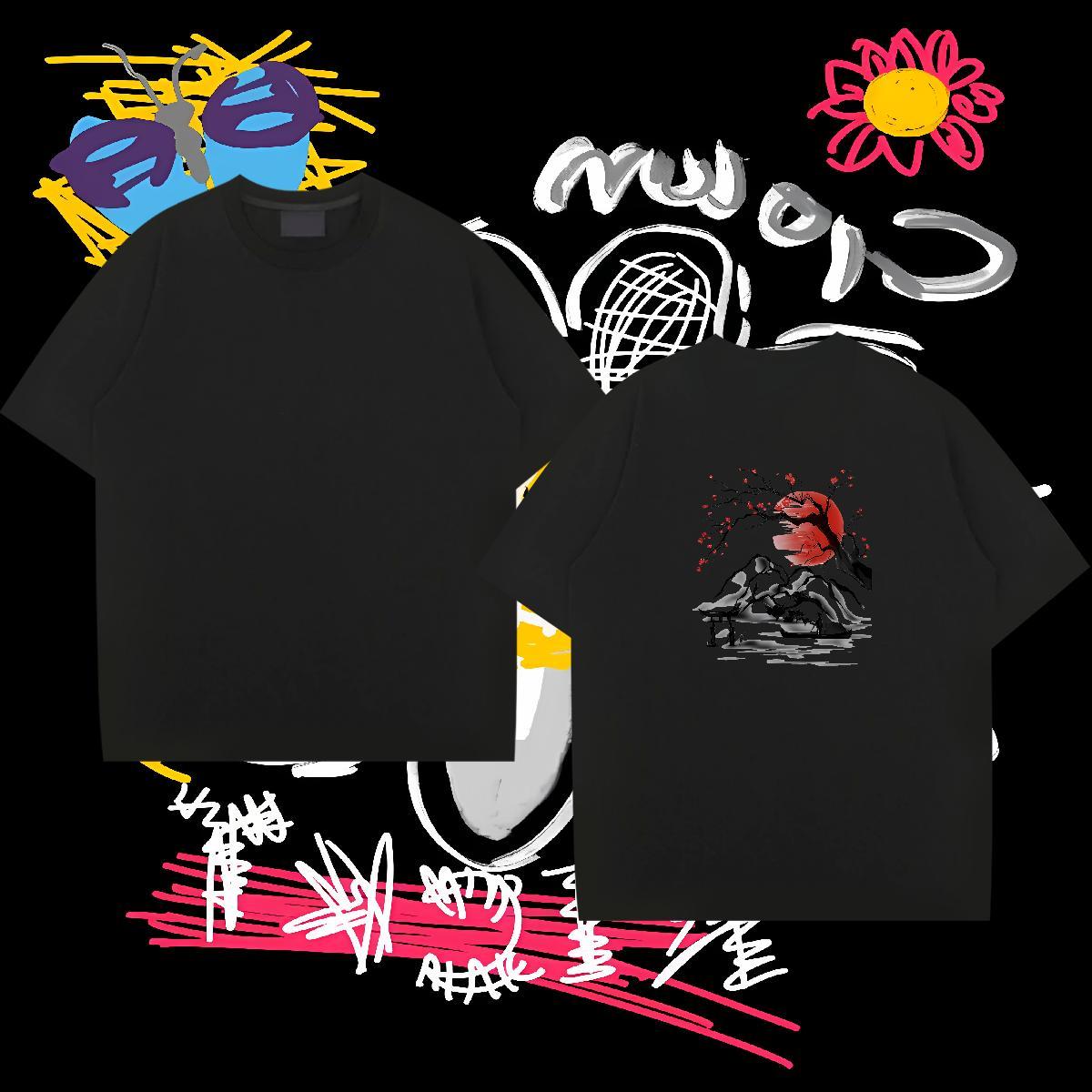 TOP Quality Men T Shirts 230g Cotton mountains Summer Casual Oversized 3XL 4XL Breathable Short Sleeve Couples T Shirts Stylist Tops