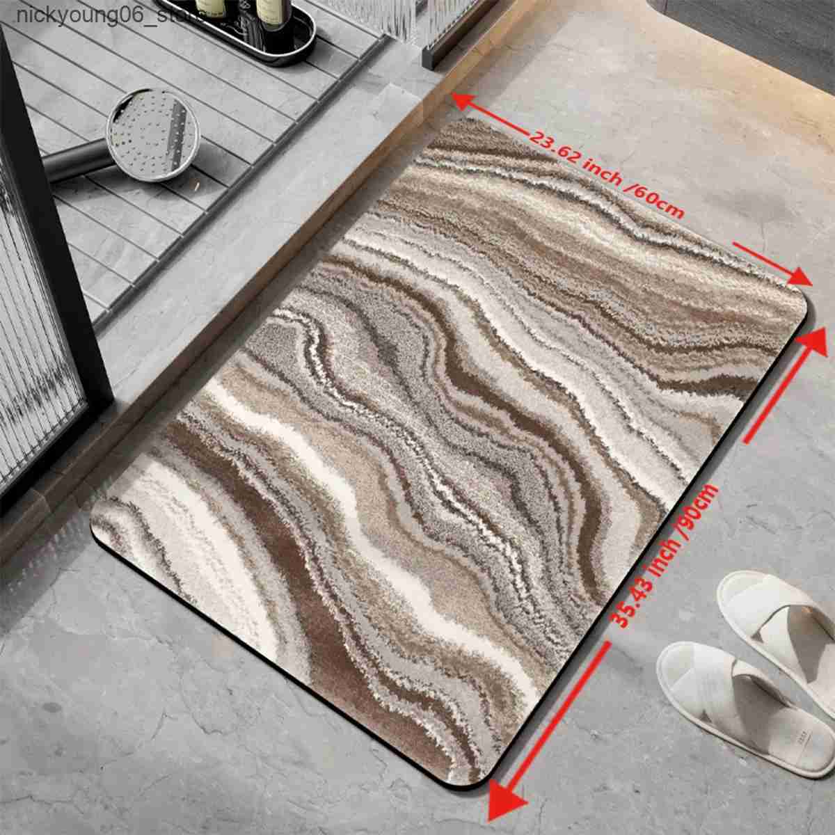 Non-Slip Bath Mats Luxury Nordic Diatomite Bathroom Foot Mat Absorbent Bath Mats Non-slip Quick Dry Shower Rug Toilet Carpet Doormat Washable L240910
