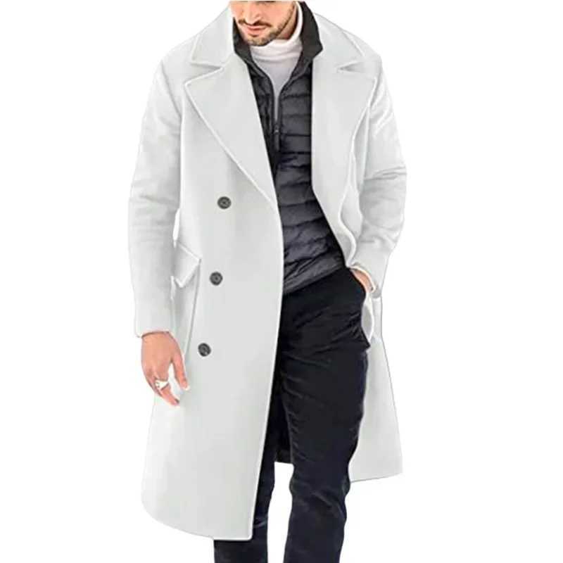 High Quality Mens Woolen Jacket Autumn Winter Thicken Warm Double-breasted Men Woolen Coats Lapel Comfortable Male Windbreakers LX241010