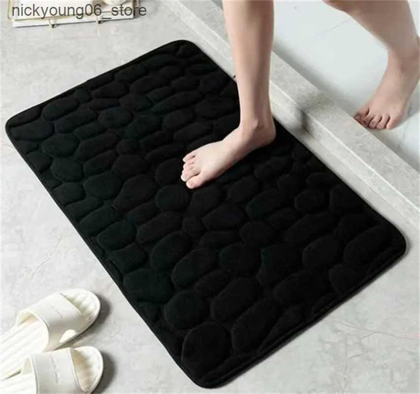 Non-Slip Bath Mats Cobblestone Emed Bathroom Bath Mat Non-slip Carpets In Wash Basin Bathtub Side Floor Rug Shower Room Doormat Memory Foam Pad L24091