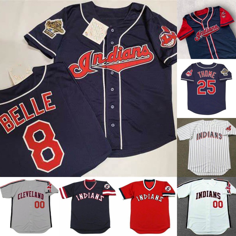 Custom Baseball Jerseys Albert Belle Kenny Lofton Sandy Alomar Jim Thome Orel Hershiser Omar