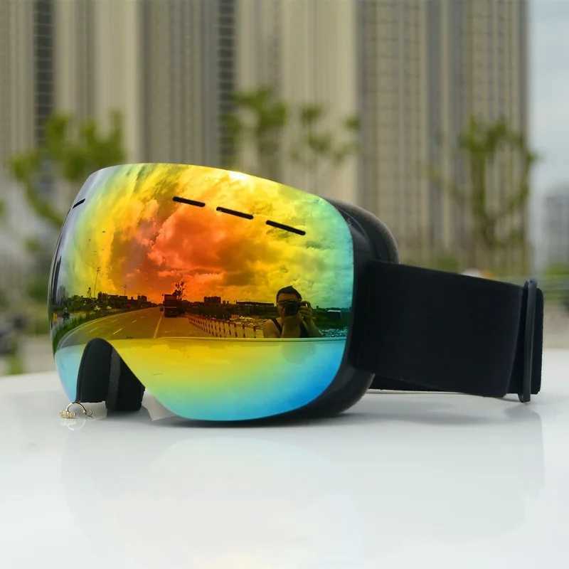 Adult outdoor cycling skiing goggles with large spherical glasses can be plugged double-layer anti fog goggles CL241010