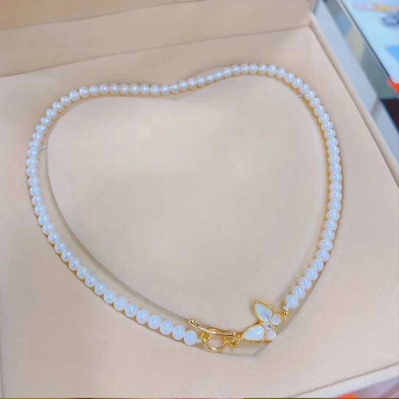 Ladies Light Luxury Elegant Freshwater Pearl Necklace Fashionable and Versatile Unique Design Butterfly NecklaceX241009