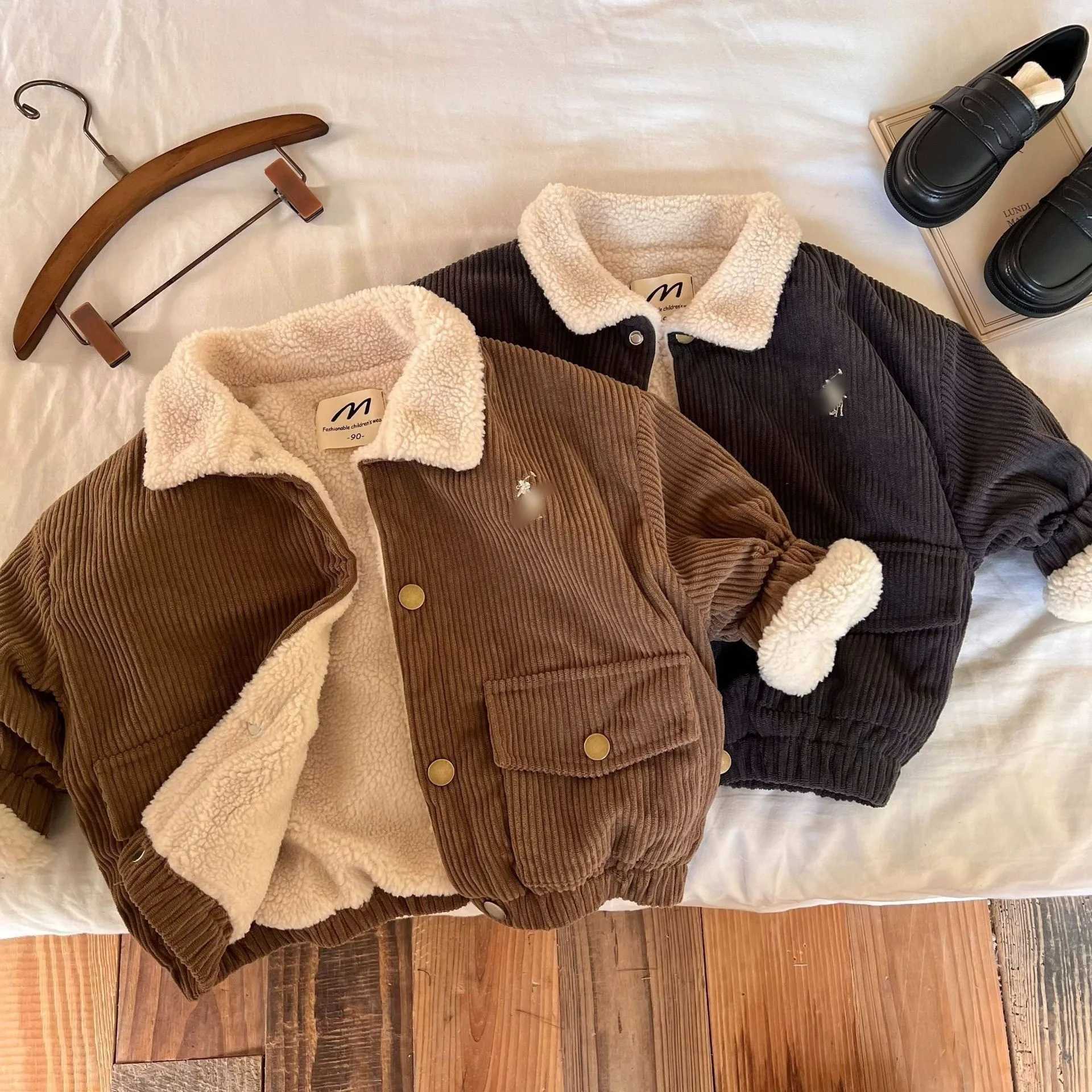 Down Coat 2024 Korean Children Baby Boys Girls Jacket Kids Outerwear Pit Stripe Turn down Collar Thick Solid High Quality Clothes Autumn H241123