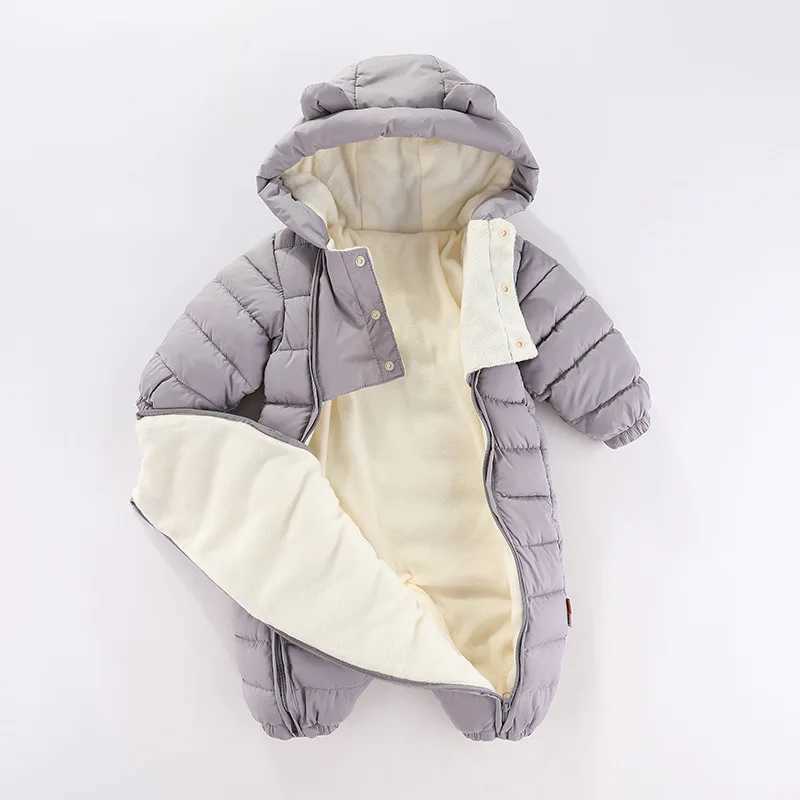 Down Coat born Baby Overalls Toddler Girl clothes Autumn s Winter snowsuit Plus Velvet Thicken clothing Jumpsuit Romper infant boy Coat H241010