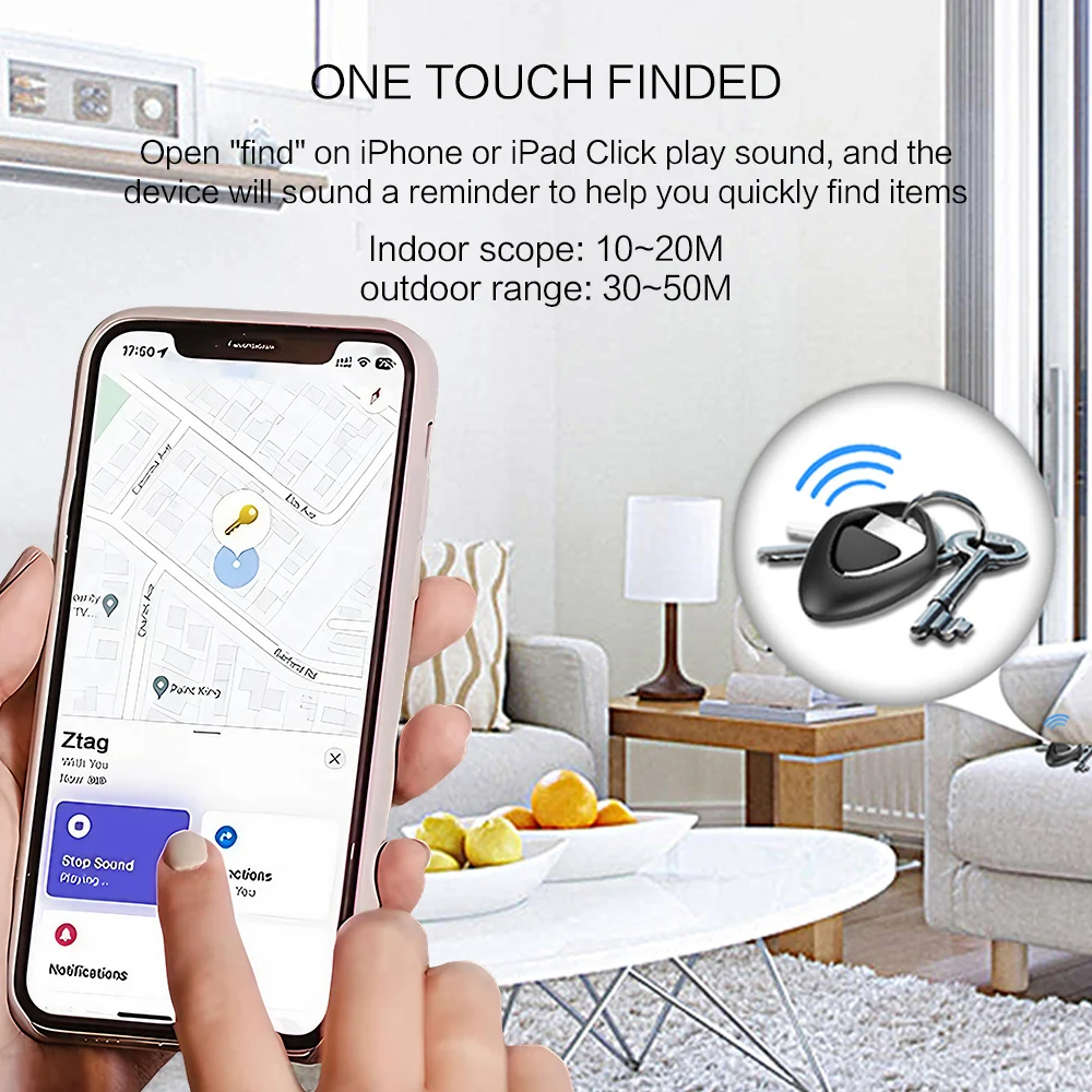 STONEGO Finder Security SmartTrack Link Smart Tag With Apple Find My Key Bluetooth GPS Tracker For Earbud Luggage MFi Finder IOS