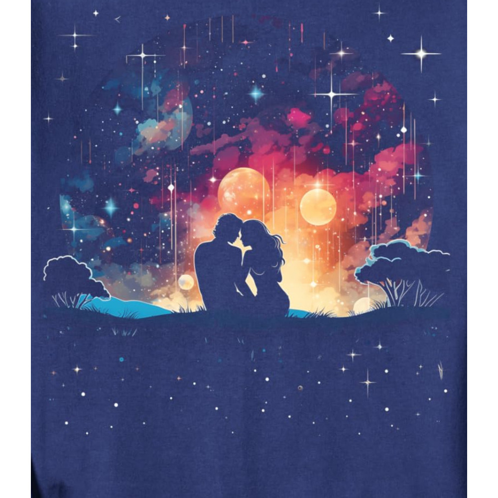 Long Sleeve Shirts for Men sweatshirt Valentine's Day Stargazing Couple Stars Romantic Love Sweatshirt Tee Streetwear Casual tops clothes