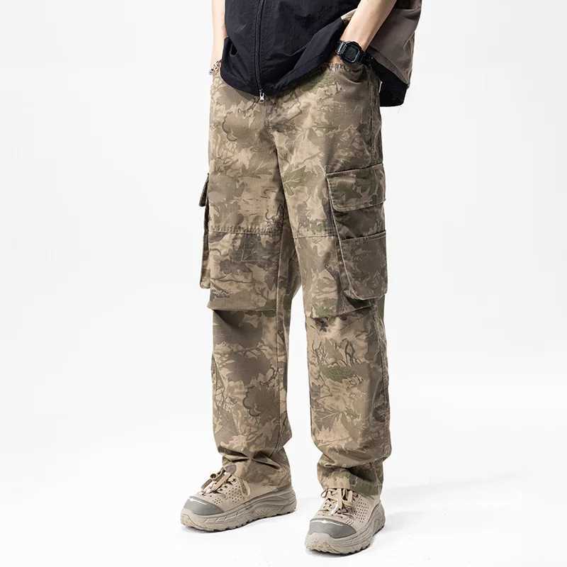 Desert Camouflage Overalls Mens 2024 New Loose Straight Fashion Mens High end Street Korean Casual Pants W241009