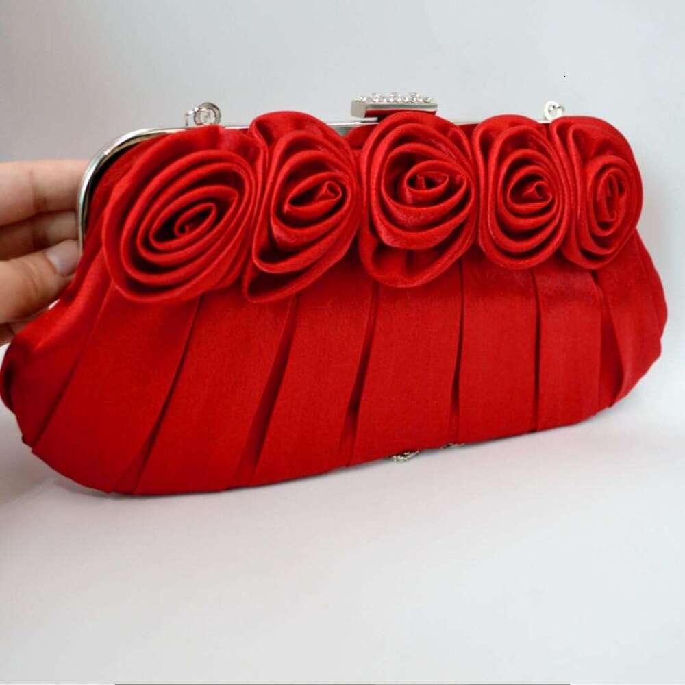 wer Inlaid Silk Evening Bag Shiny Rhie Wedding Clutch Handbag Purse