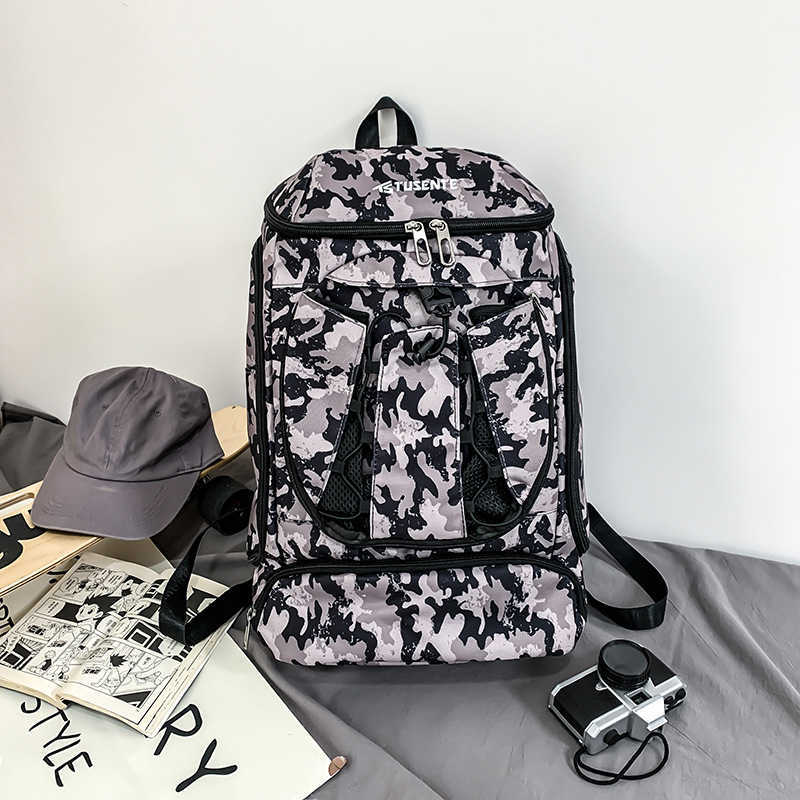 trendy sports backpack for men, large capacity outdoor travel backpack, independent shoe compartment, basketball and football training bag 241015