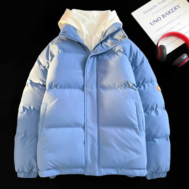 Men's Down Parkas Mens and Womens Couple Oversized Puffer Jacket with Hood Hooded Outerwear Thicken Warm Coat Korean Winter Jacket Strtwear Y2410