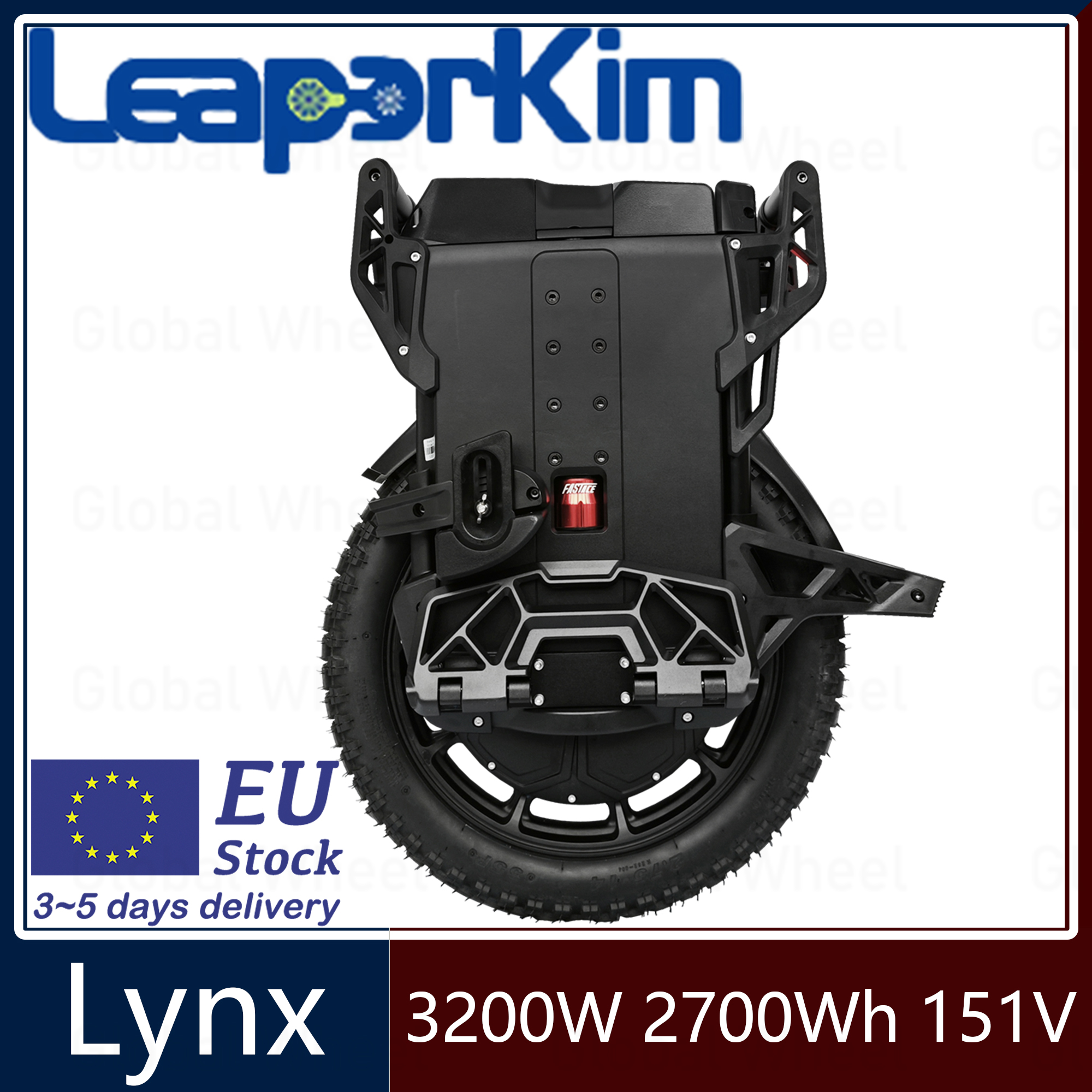 LeaperKim Veteran Lynx 151V 2700Wh Battery Smart BMS 3200W Motor Electric Unicycle 8KW Peak 20Inch Tire Suspension 90mm Self-balancing
