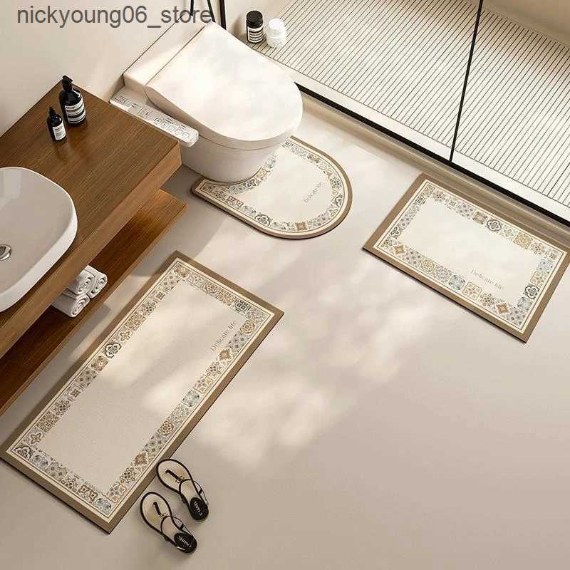 Non-Slip Bath Mats U-SHAPE Bathroom Floor Mat Toilet Mat Anti-slip Bathroom Mat Absorbent Bath Mat Non-Slip Shower Rug Door Mat Home Decoration L24091
