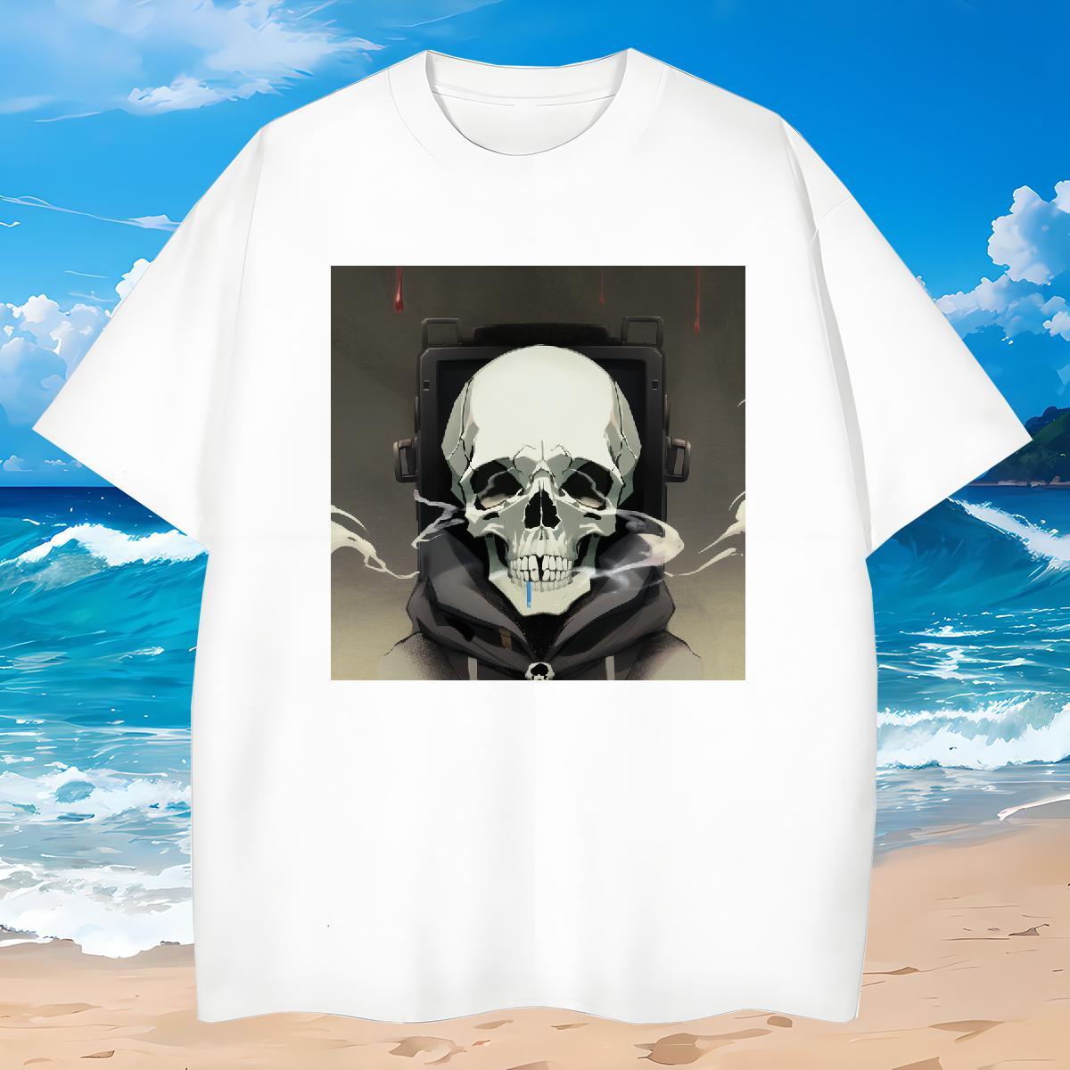 Cool Design T Shirts Men 230g 100% Cotton skull Street Anime Pure Cotton Mens Tshirts Stylist Tops Shirt