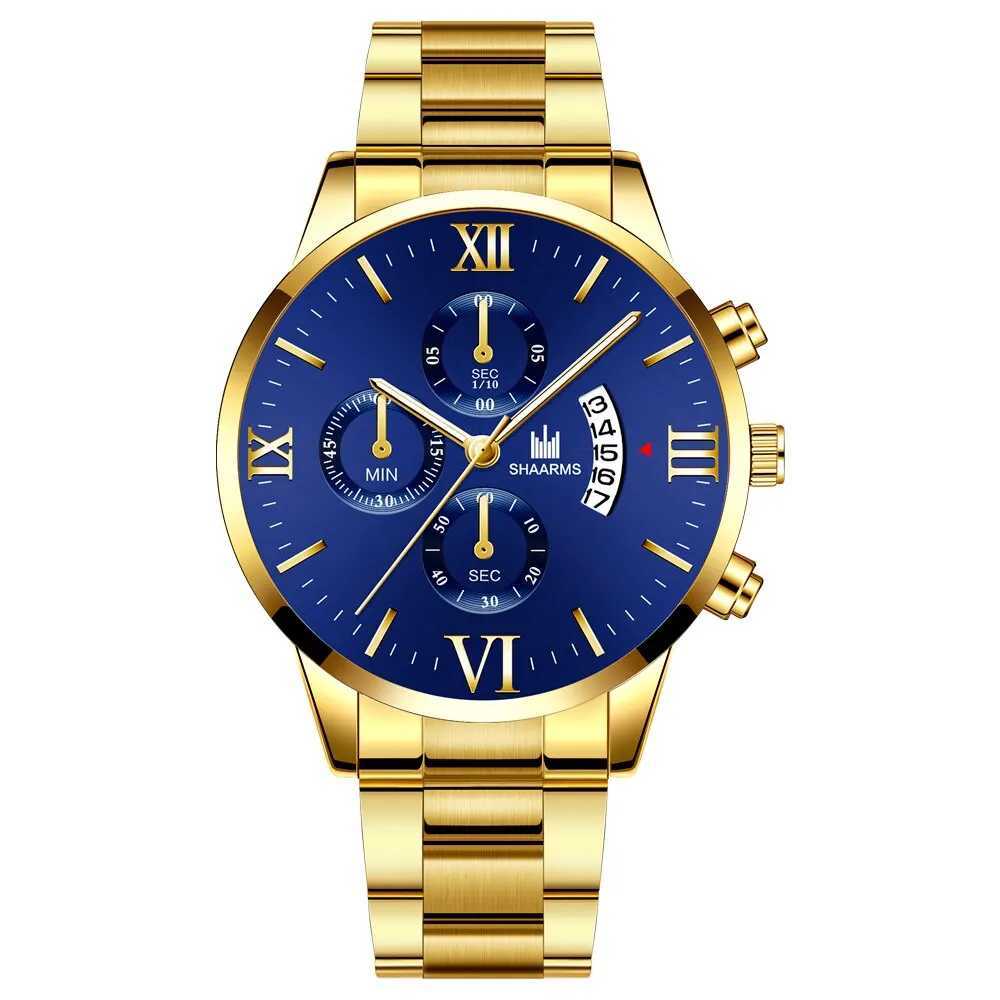 Mens Fashion Business Quartz Watch Fashion Fake Three Eye Six Pin Calendar Men Watch Stainless Steel Belt Men WatchesX212