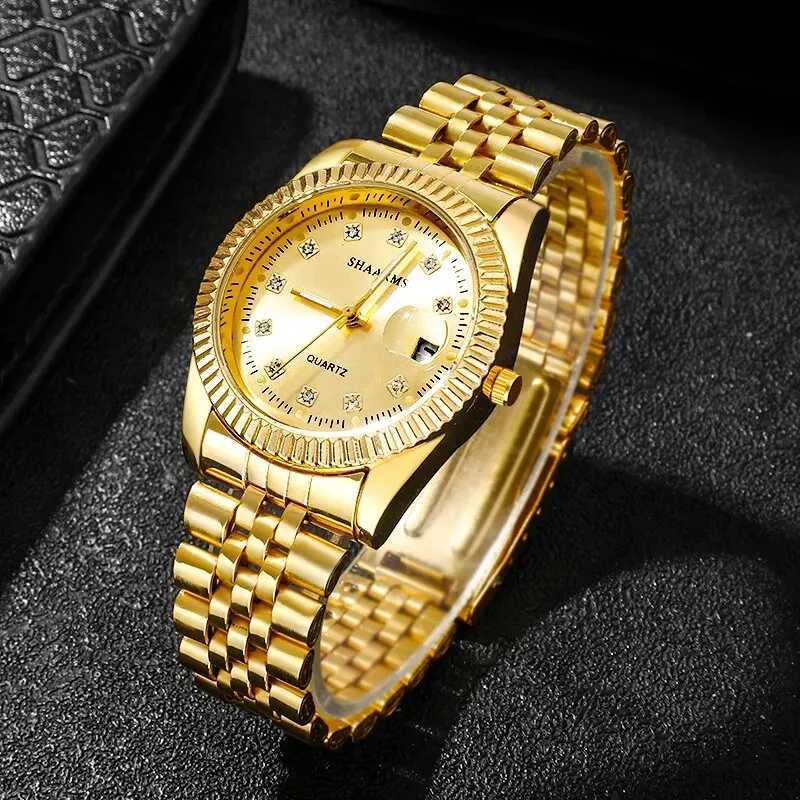 Watches Mens Top Brand Luxury Gold Watch Calendar With Stainless Steel Band Fashion Business Quartz Wristwatch Relogio MasculinoX241010