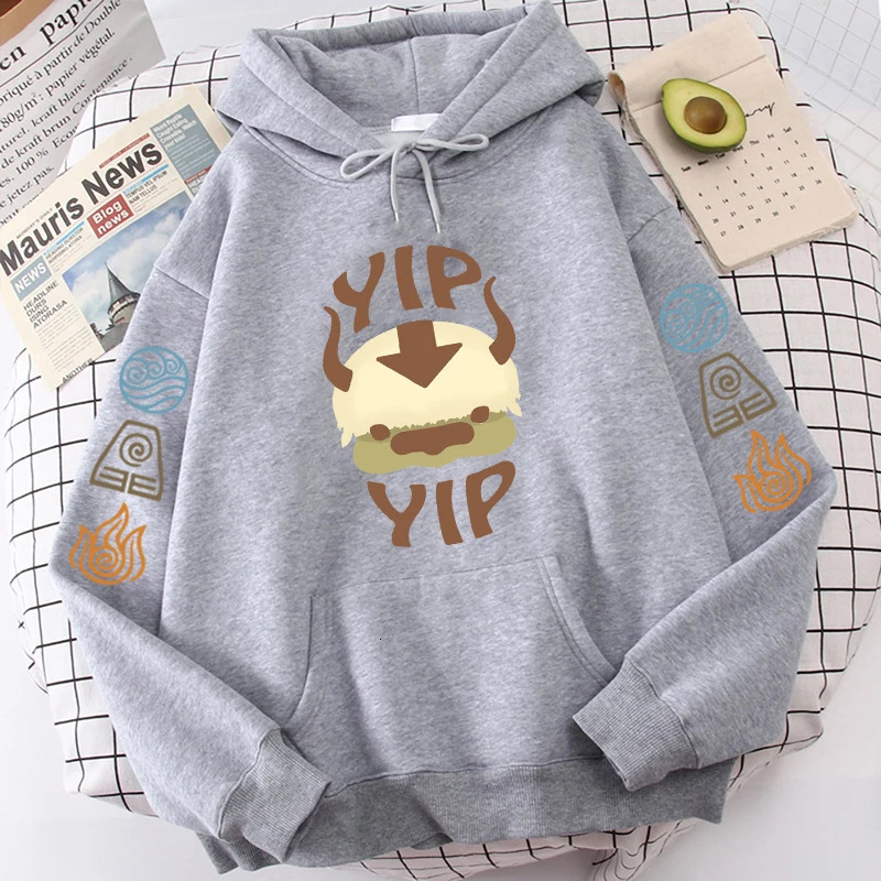 Avatar The Last Airy Hoodie Mens Appa YIP Letter Printed Long Sleeve SpringSummer Black Anime Top Loose 241010