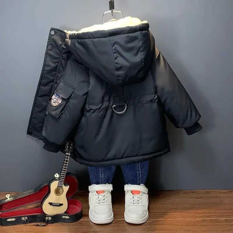 Down Coat Boys and girls winter jacket medium length down jacket new thick hooded jacket big childrens jacket 2-10 years old H241010
