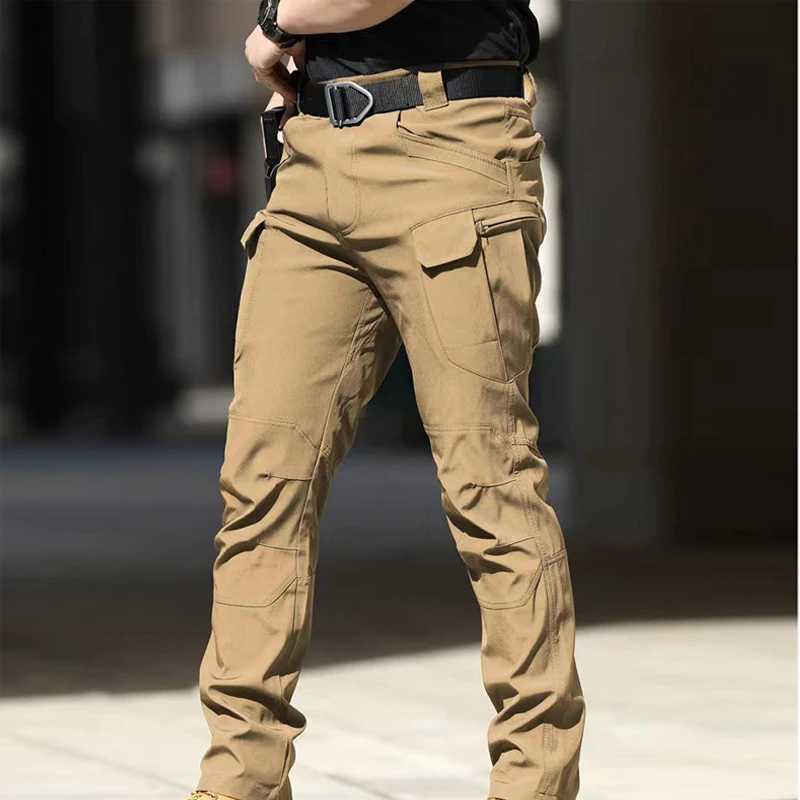 Mens 5XL Autumn Spring Soft Shell Elastic Camping Hiking Fishing Hunting Pants Outdoor Bicycle Tactical Cargo Handcart W241009