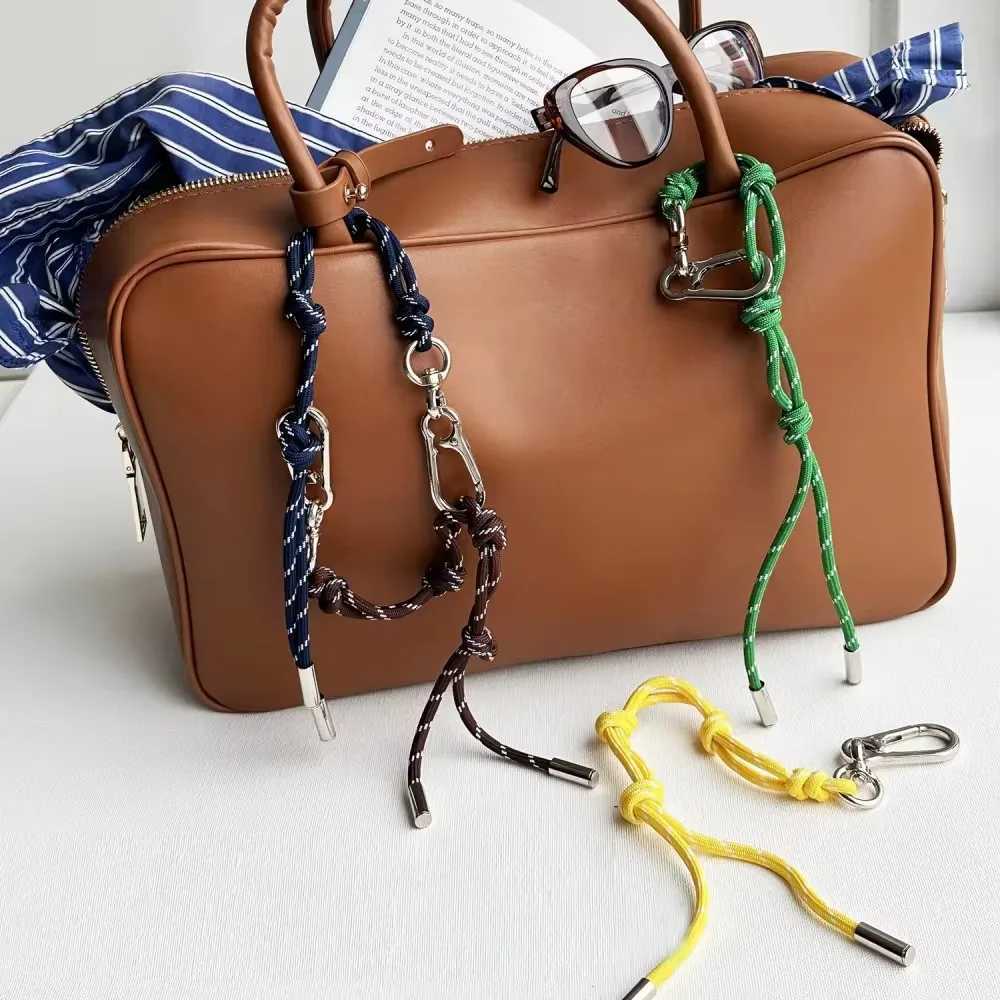 Keychains Lanyards New fashion keychain with baseball decoration sports style bag pendant woven rope decorative original design components H241010