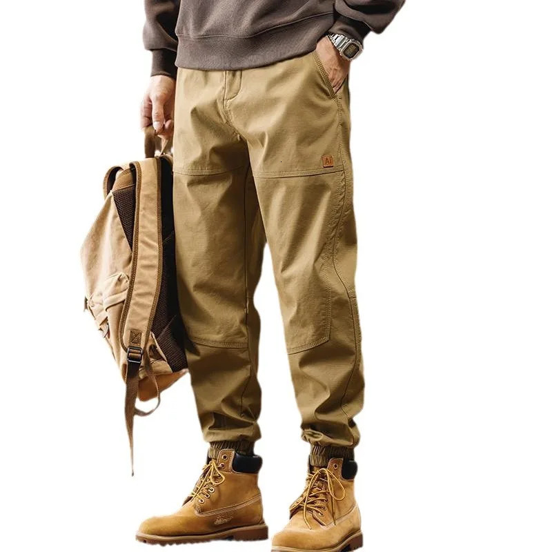 Mens cargo pants luggage Y2K size Japanese style elastic autumn winter Youngla fashion pure cotton pants 240930