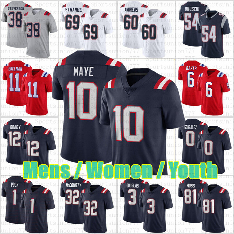 10 Drake Maye 12 Tom Brady Christian Gonzalez Football Jersey Jabrill Peppers Stevenson Javon Baker Ja'Lynn Polk Hunter Henry Patriots Demario Douglas Keion White