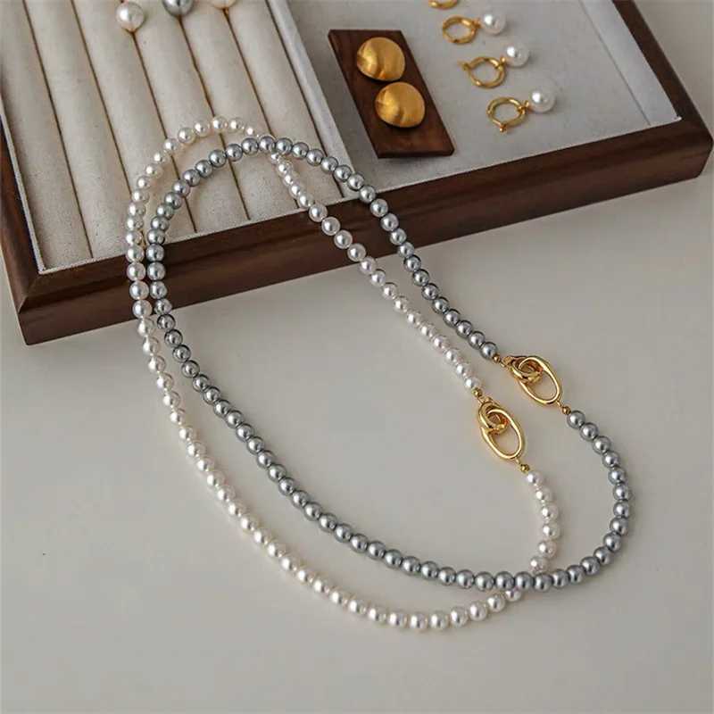 New Fashion Light White Pearl Sweater Chain Necklace Light Luxury All-match Elegant Necklace Simple Female JewelryX241009
