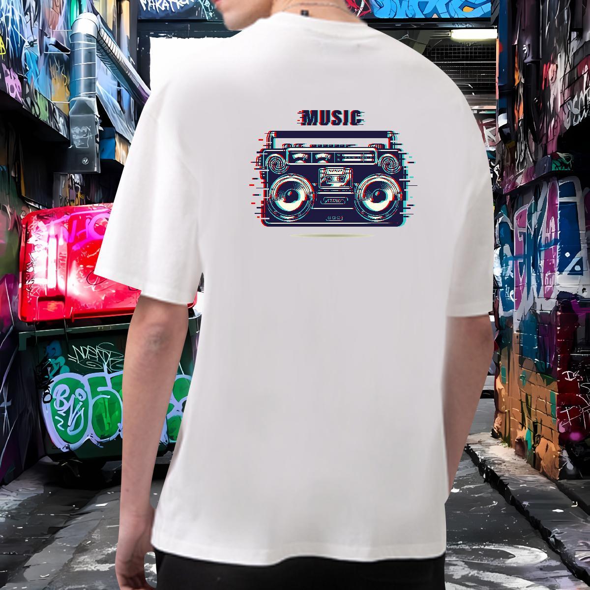 Loose Fit Mens T Shirts 230g Pure Cotton radio Casual Daily Wear Customized Crew Neck Breathable Mens Tshirts Free Shipping Tees Shirts