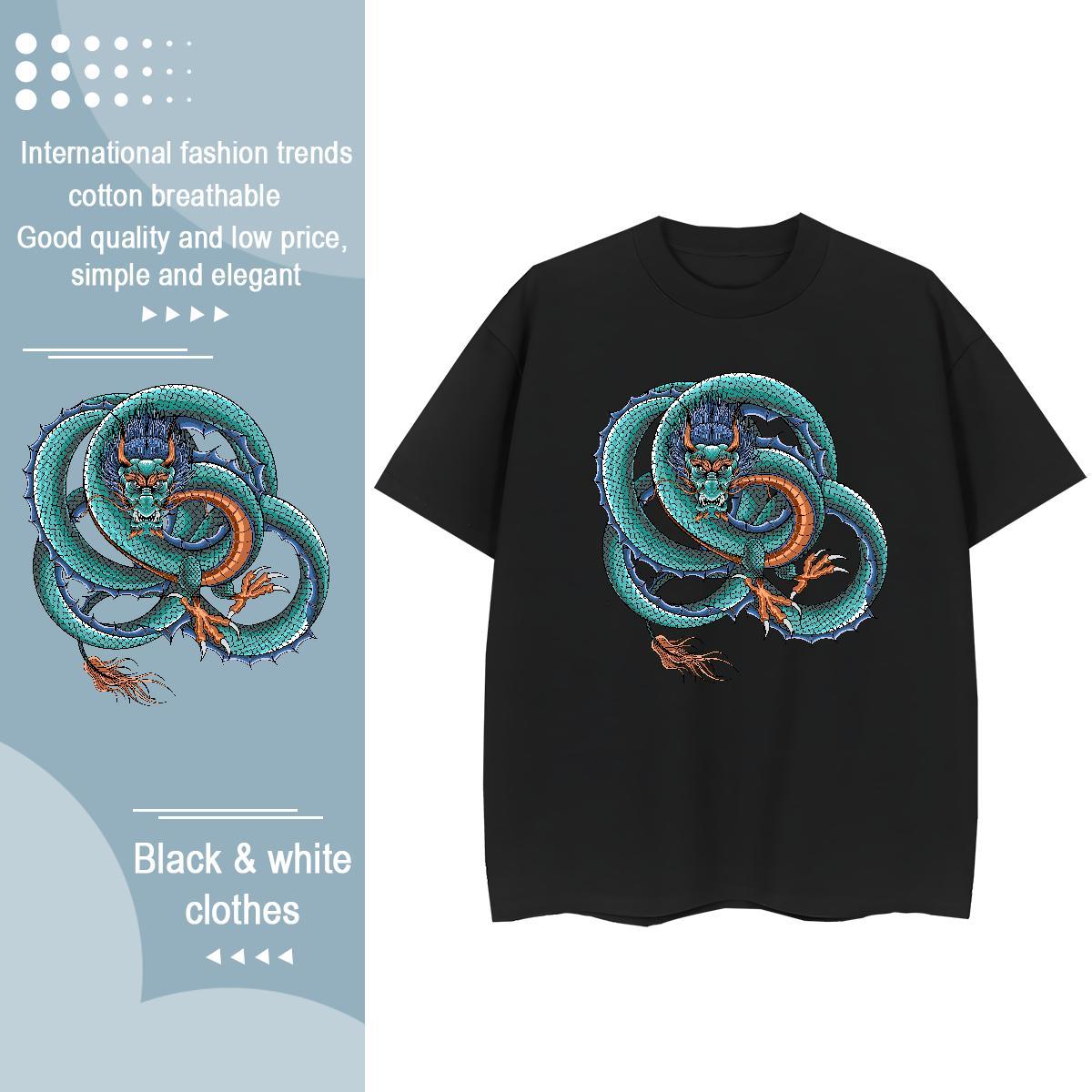 Cool Design T shirt 230g Cotton dragon Anime Printing Street Custom Anime Crew Neck Men Tshirts Designer Tops