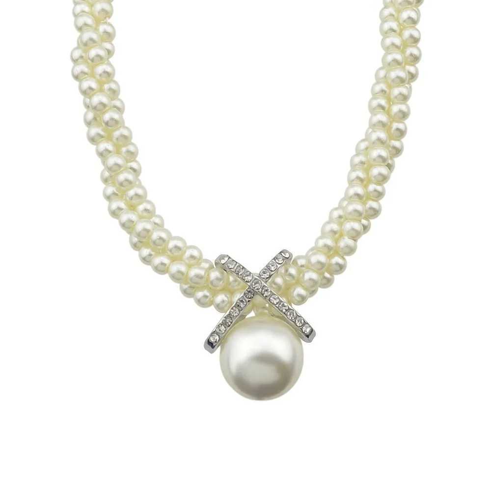 Delysia King Women Trendy Overlapping Three-layer Pearl Necklace Short Gentle Temperament Clavicle ChainX241009