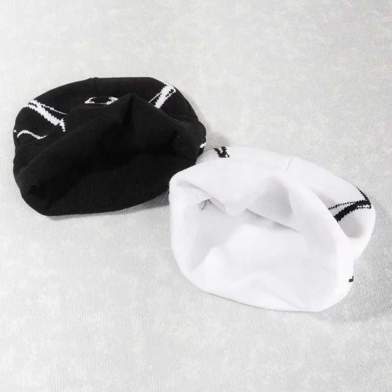 Beanie/Skull Caps Knitting Cap Beanie Bonnet Y2k Beanies Fashion Print Men Womens Warm Winter Hats Wool Cold Unisexcessories H241010