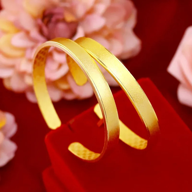 9999 genuine gold 24K frosted open bracelet 240929