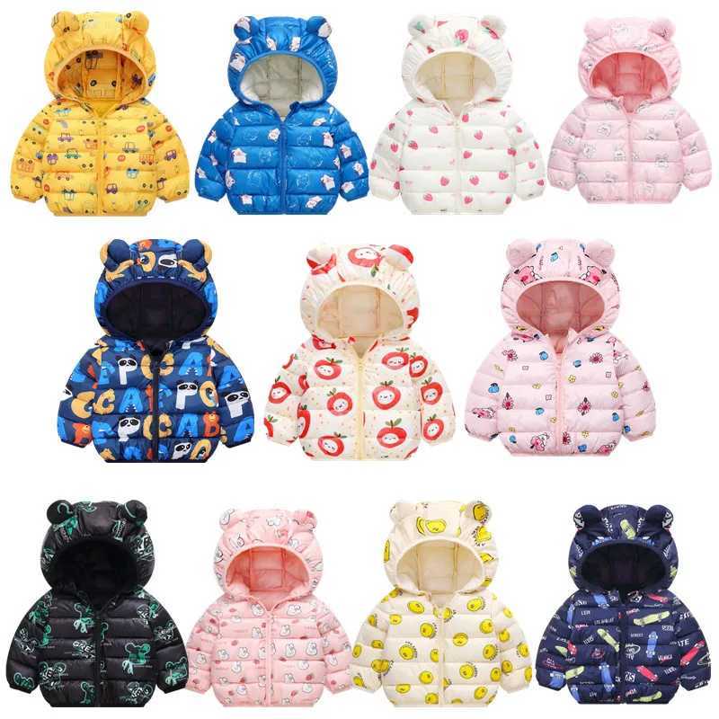 Down Coat 2024 Autumn Winter Childrens Down Jacket Baby Boys and Girls Cartoon Rabbit Hoodie Polyester Fiber Zipper Jacket H241010